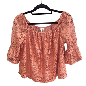 Meraki Lace Overlay On/Off the Shoulder Top in Clay - Large